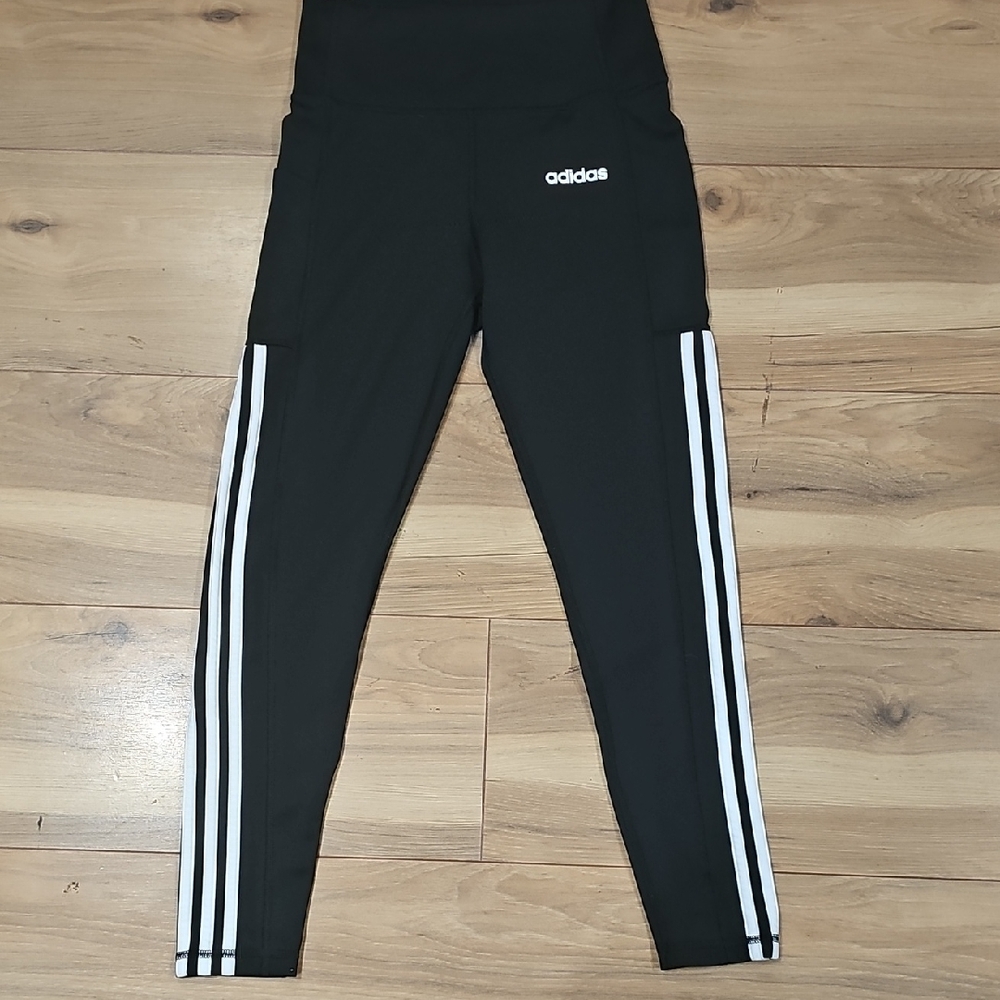 Adidas Black Tights with White Accents and a Pocket , Sport